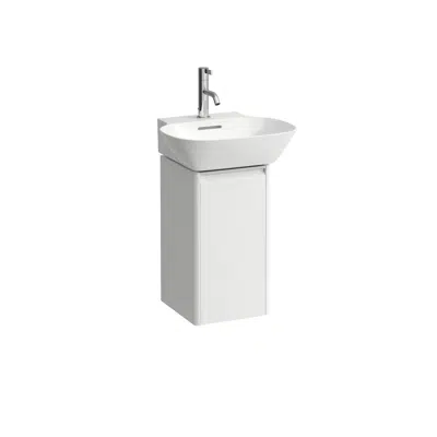 BASE Vanity unit, 1 door, left hinged, 1 internal shelf, matching countertop small washbasin 815301
