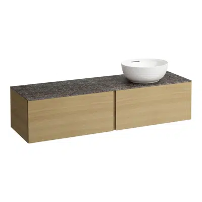 ILBAGNOALESSI Drawer element 1600, 2 drawers, with cut-out right, Marrone Naturale top with tap cut-out, matches washbasin H818975/6, H818977/8