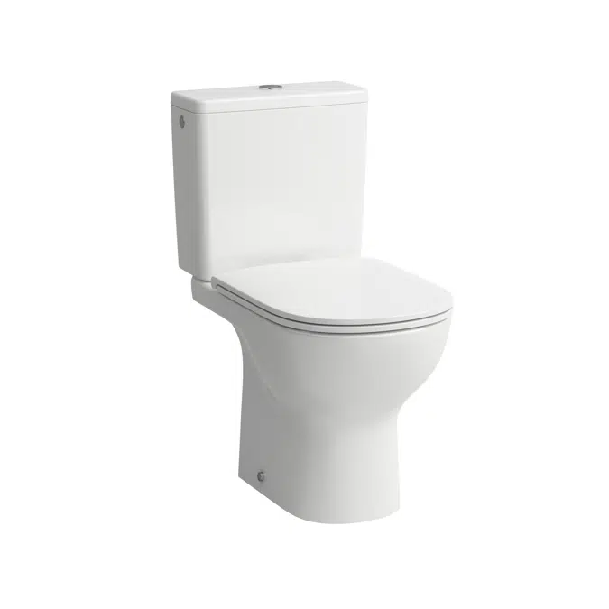 LUA Floorstanding WC 'rimless', close-coupled, washdown, without flushing rim, outlet horizontal