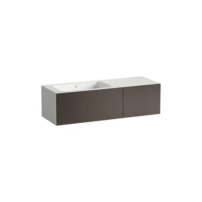 FOLIO Washplace, wall-hung, made of Vitreon Steel, without tap bank, without tap hole, with overflow, shelf right, including fixing set, overflow set, space-saving siphon