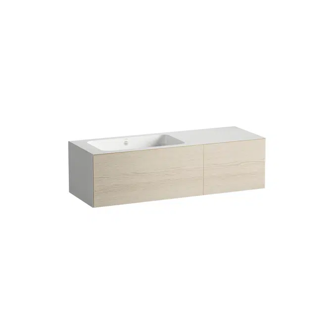 FOLIO Washplace, wall-hung, made of Vitreon Steel, without tap bank, without tap hole, with overflow, shelf right, including fixing set, overflow set, space-saving siphon