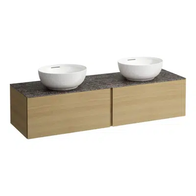 ILBAGNOALESSI Drawer element 1600,2 drawers, with cut-out left and right, Marrone Naturale top, matches washbasin H818975/6, H818977/8