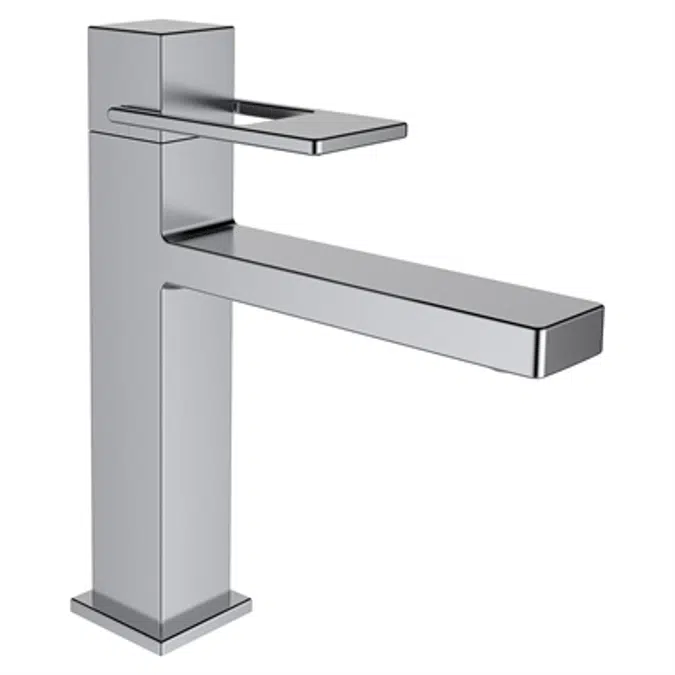 Quadriga, Basin faucet, Projection 140 mm, fixed spout, w/o pop-up waste, stainless steel