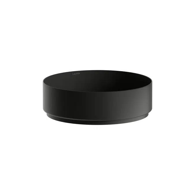UNISONO Washbasin bowl, made of Vitreon Steel, without tap bank, without tap hole, without overflow, including fixing set, drain valve, black spacer ring