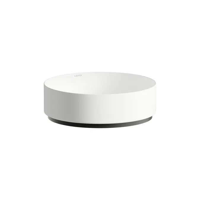 UNISONO Washbasin bowl, made of Vitreon Steel, without tap bank, without tap hole, without overflow, including fixing set, drain valve, black spacer ring
