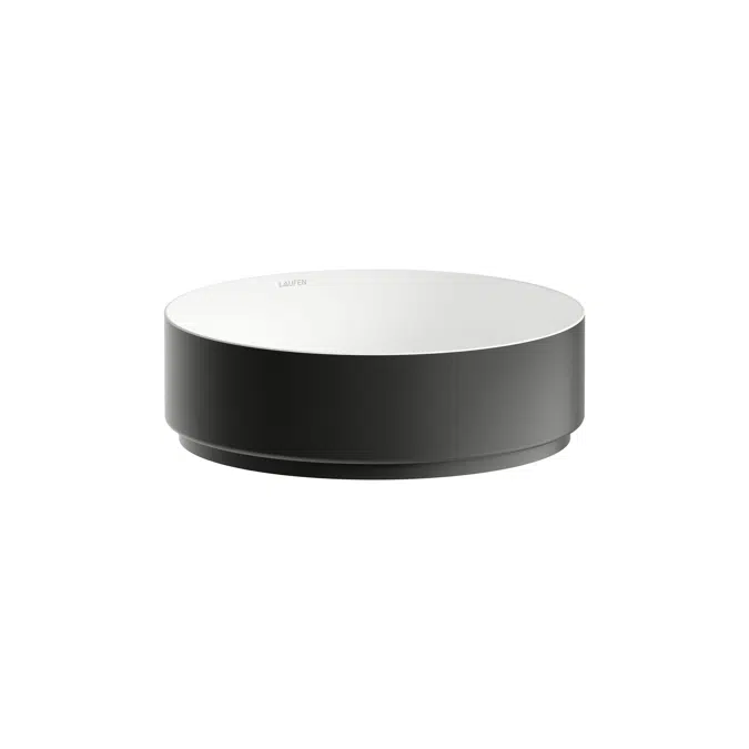 UNISONO Washbasin bowl, made of Vitreon Steel, without tap bank, without tap hole, without overflow, including fixing set, drain valve, black spacer ring