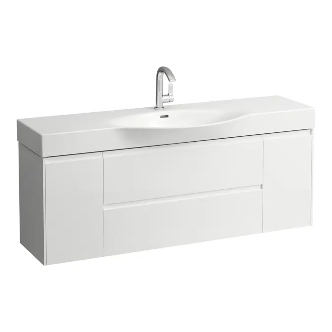 LANI Vanity unit, 2 drawers and 2 doors, with 2 glass shelves, matches washbasins H811706, H813706