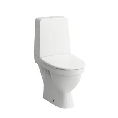 KOMPAS Floorstanding WC combination, rimless, washdown, with 2 fixing holes