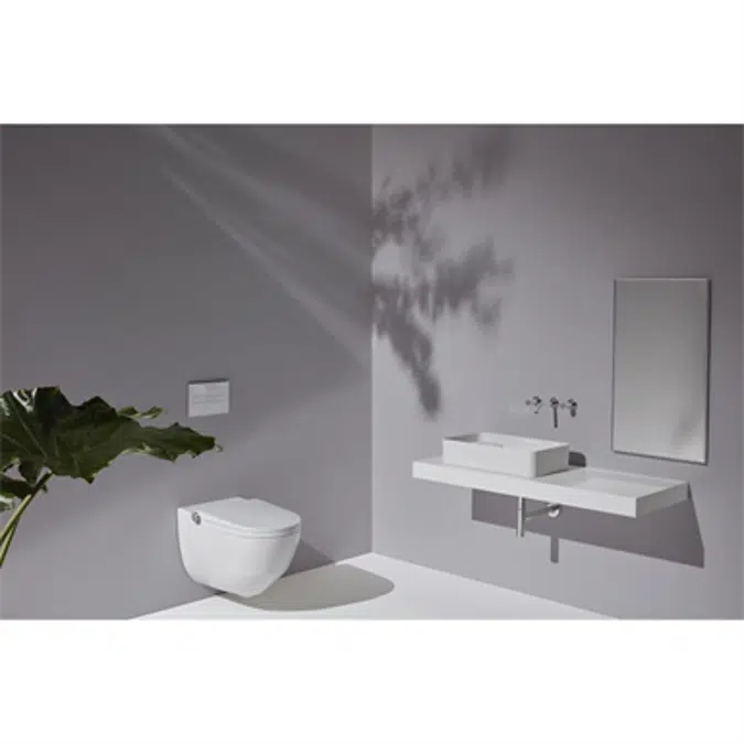CLEANET RIVA Shower toilet rimless, wall-hung, with remote control, with seat and cover