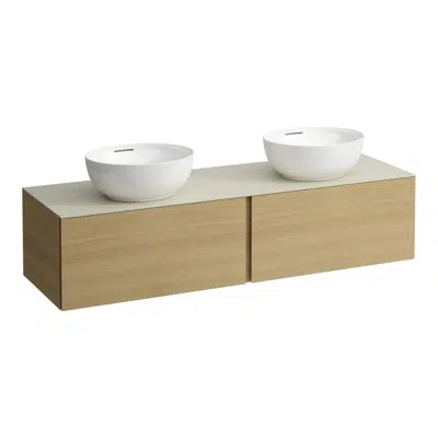 ILBAGNOALESSI Drawer element 1600, 2 drawers, with cut-out left and right, Calce Avorio top with tap cut-out, matches washbasin H818975/6. H818977/8