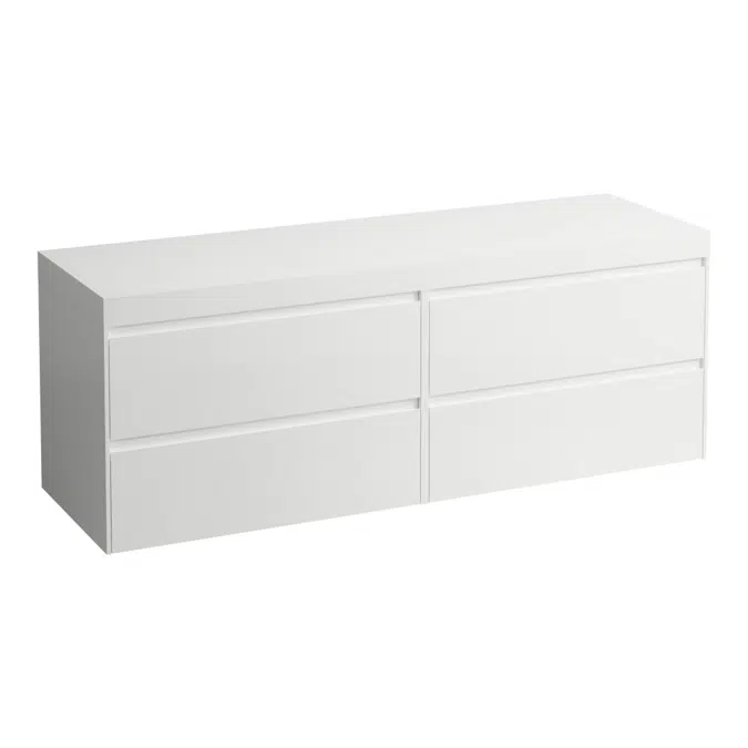 LANI Modular 1600, countertop 65 mm (.260 white matt), without cut-out, 4 drawers: drawer element 800 + drawer element 800