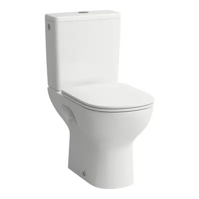 LUA Floorstanding WC, close-coupled, washdown, 'rimless', outlet horizontal