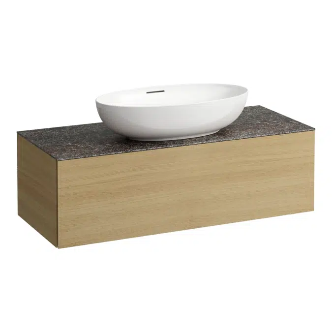 ILBAGNOALESSI Drawer element 1200, 1 drawer, with center cut-out, Marrone Naturale top, matches washbasin H818975/6, H818977/8