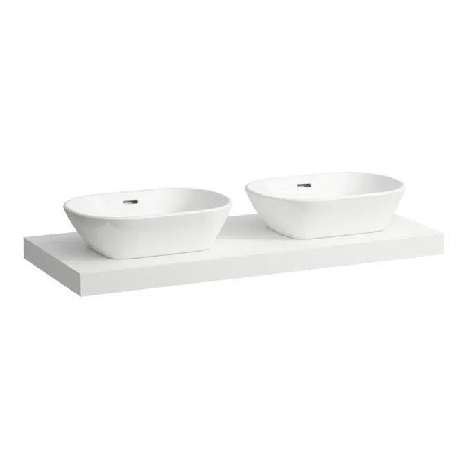 LANI Countertop 1200, with cut-out left and right, 65 mm thick, incl. 2 installation brackets