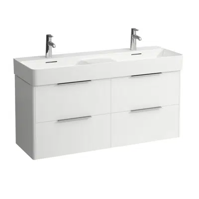 изображение для BASE Vanity unit, 4 drawers, incl. 2 drawer organizers, matching double washbasin 814282