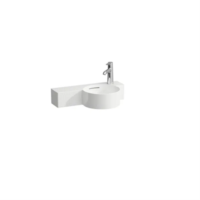 VAL Small washbasin round, shelf left, cutable to 430 mm