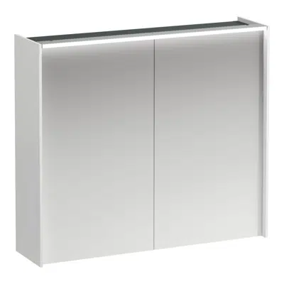 LANI Mirror cabinet, 800 mm, 2 doors, with horizontal LED light element, 2 glass shelves, 1 socket için görüntü