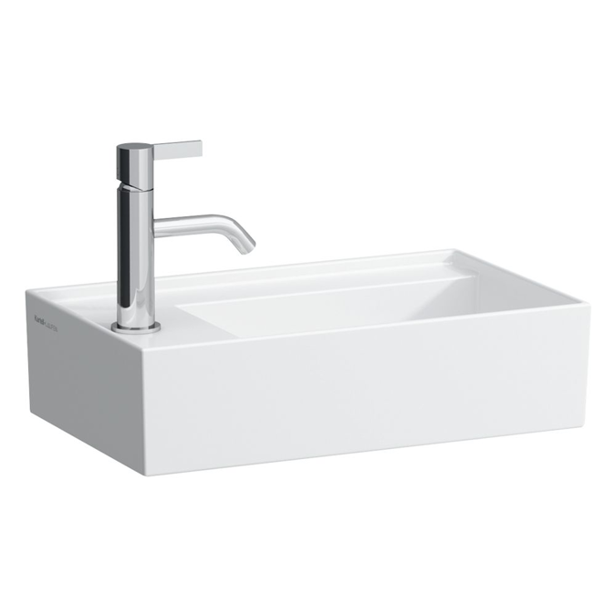 KARTELL BY LAUFEN Small washbasin, tap bank left, with concealed outlet