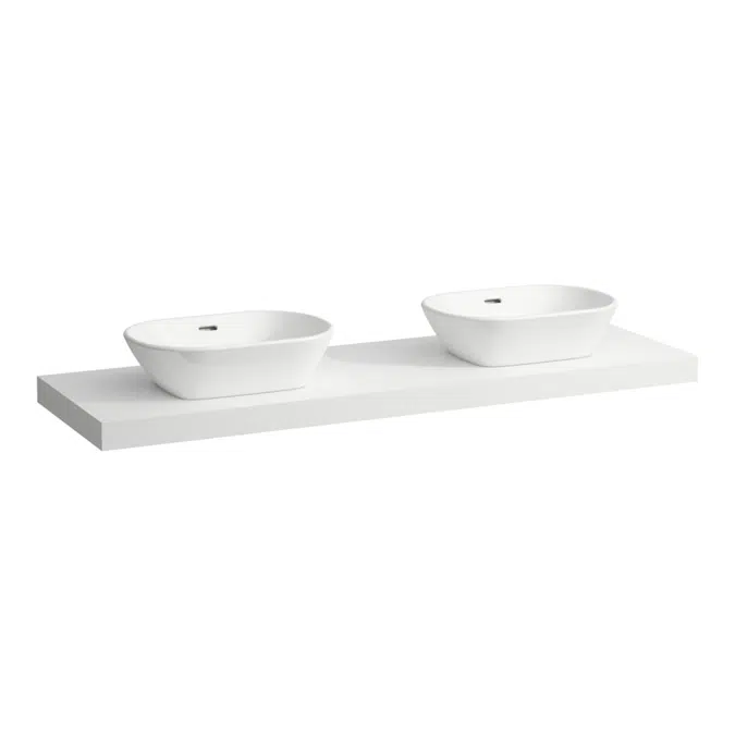 LANI Countertop 1600, with cut-out left and right, 65 mm thick, incl. 3 installation brackets