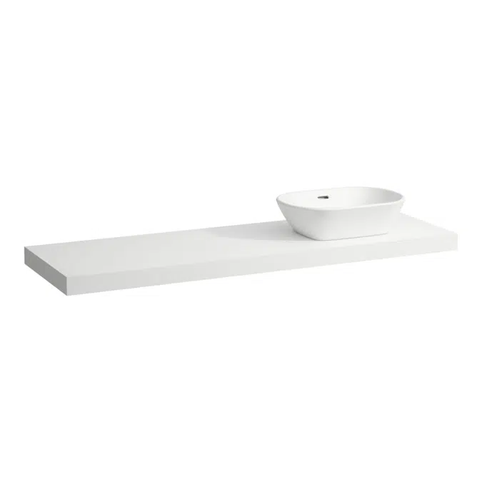 LANI Countertop 1600, with cut-out right, 65 mm thick, incl. 3 installation brackets