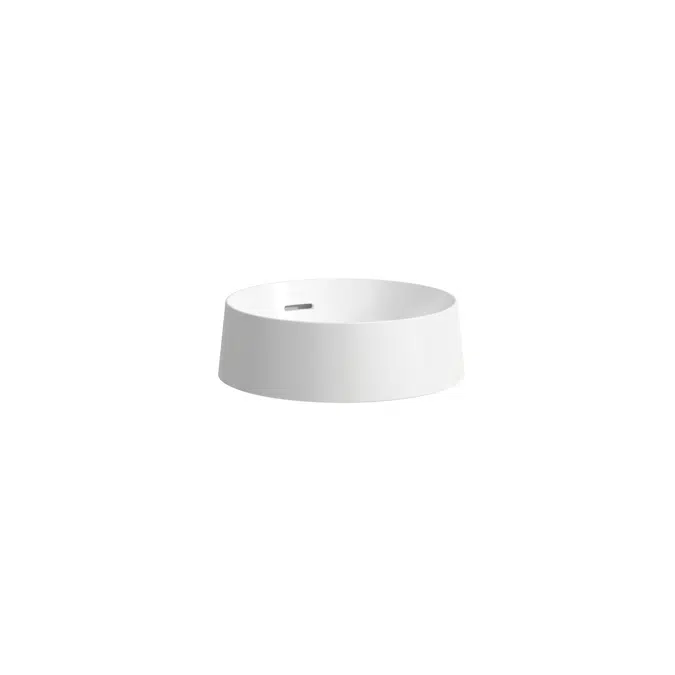 VOLTA Washbasin bowl, round, spiral water flow, incl. flat trap open/close