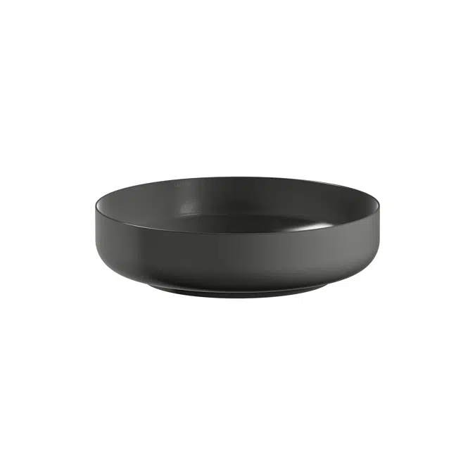 SONDO Washbasin bowl, made of Vitreon Steel, without tap bank, without tap hole, without overflow, including fixing set, drain valve, black spacer ring