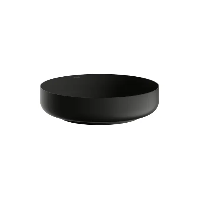 SONDO Washbasin bowl, made of Vitreon Steel, without tap bank, without tap hole, without overflow, including fixing set, drain valve, black spacer ring