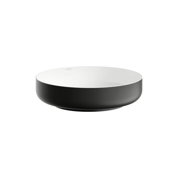 SONDO Washbasin bowl, made of Vitreon Steel, without tap bank, without tap hole, without overflow, including fixing set, drain valve, black spacer ring