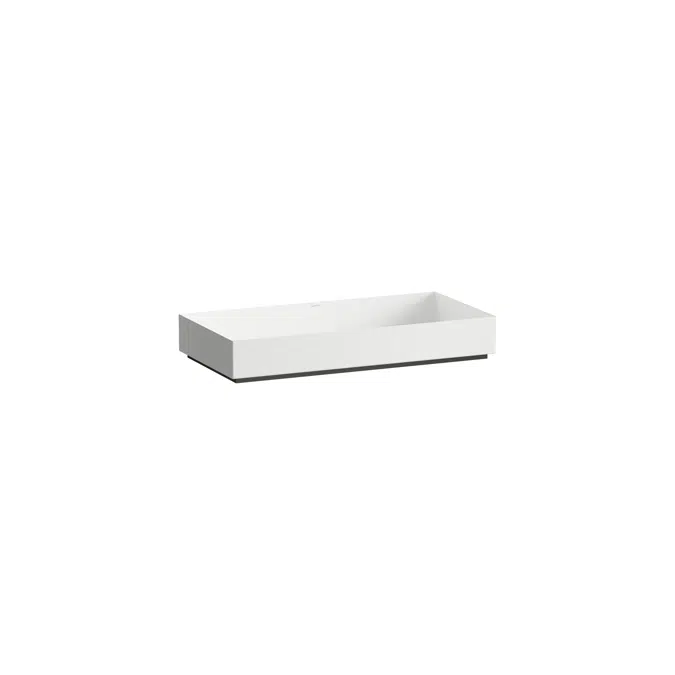METAPHOR Washbasin bowl, made of Vitreon Steel, without tap bank, without tap hole, without overflow, including fixing set, drain valve, black spacer frame