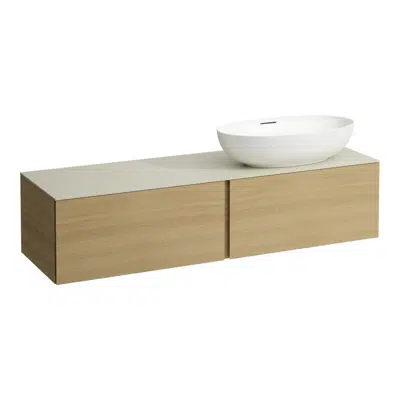 ILBAGNOALESSI Drawer element 1600, 2 drawers, with cut-out right, Calce Avorio top with tap cut-out, matches washbasin H818975/6, H818977/8
