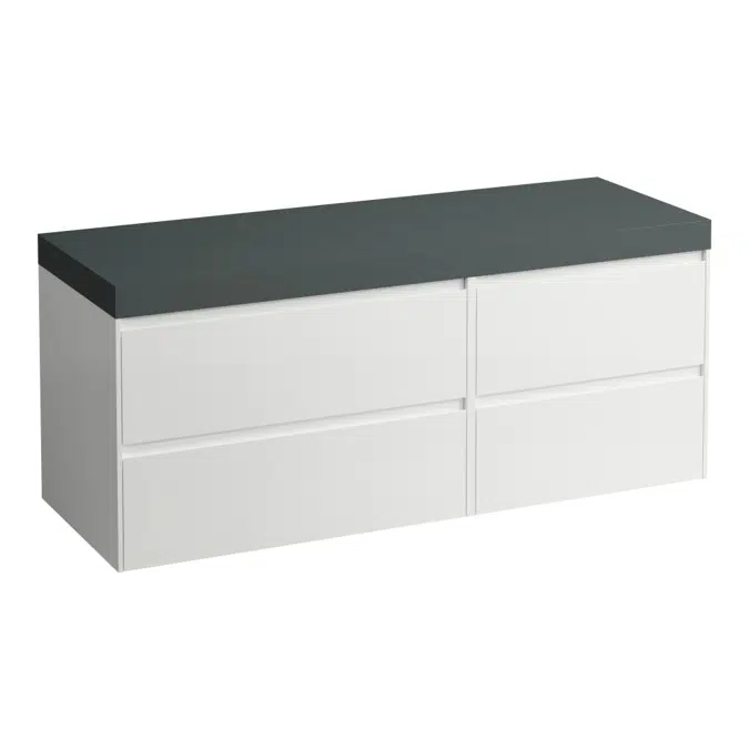 LANI Modular 1400, countertop 65 mm (.266 traffic grey), without cut-out, 4 drawers: drawer element 800 + drawer element 600