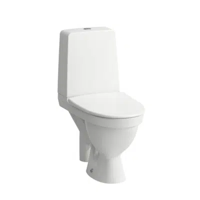 KOMPAS Floorstanding WC combination, rimless, washdown, with 2 fixing holes