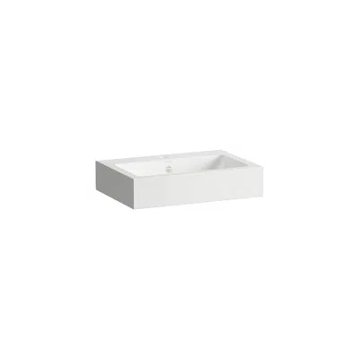 CLASSICS Washbasin, wall-hung, made of Vitreon Steel, with tap bank, with one tap hole, centered, with overflow, including fixing set , overflow set için görüntü