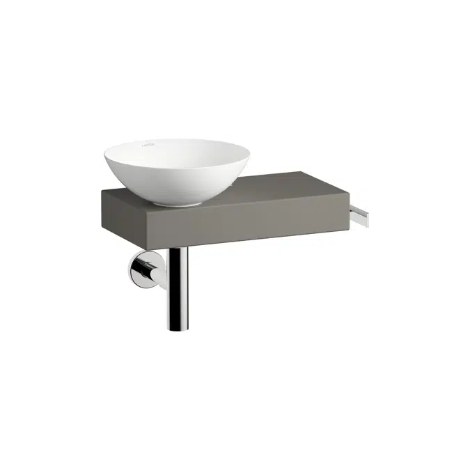 PICCOLONOVO Washplace, wall-hung, made of Vitreon Steel, shelf right, with one tap hole, without overflow, including fixing set, drain valve