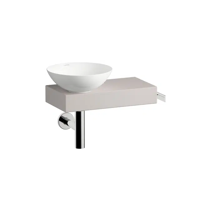 PICCOLONOVO Washplace, wall-hung, made of Vitreon Steel, shelf right, with one tap hole, without overflow, including fixing set, drain valve