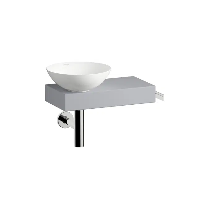 PICCOLONOVO Washplace, wall-hung, made of Vitreon Steel, shelf right, with one tap hole, without overflow, including fixing set, drain valve