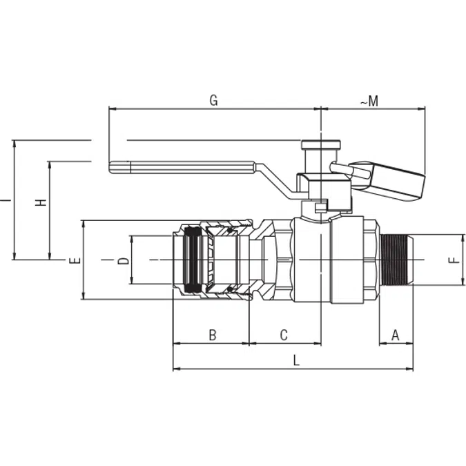 Male-Tube Ball Valve With Padlock Nptf - 90726