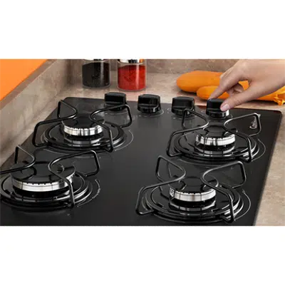 Image for Gas hob with 4 burners and black tempered glass