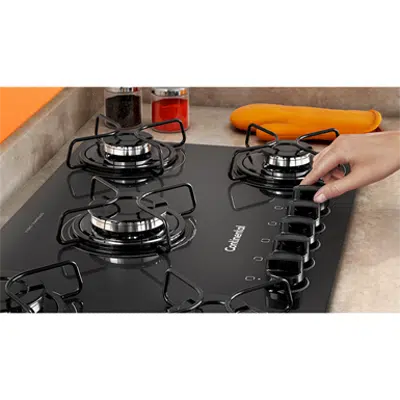Image for Gas hob with 5 burners and black tempered glass