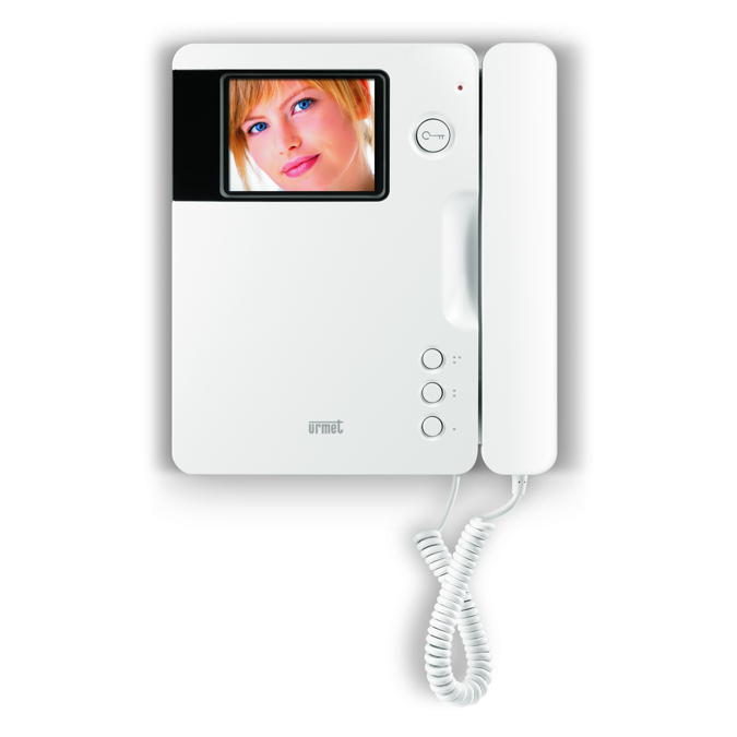 Signo 4" TFT colour 50Hz video door phone, white colour, pre-arranged for hearing-impaired users