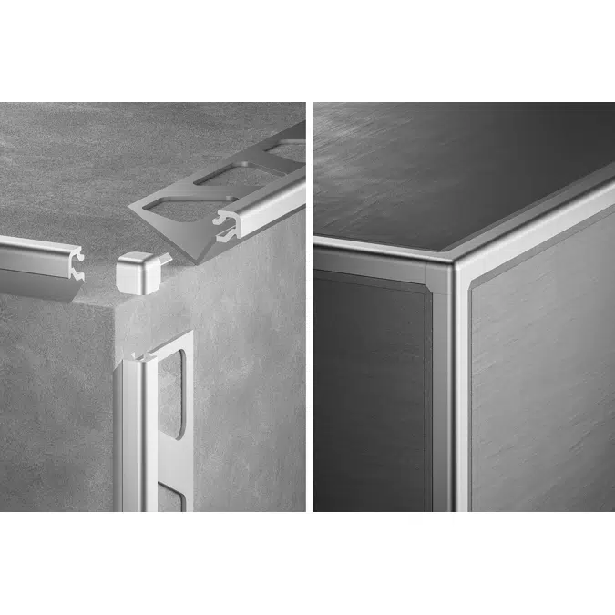 Schluter®-FINEC-SQ Finishing and edge protection profile with a slim, squared reveal