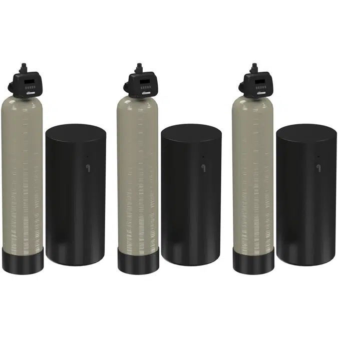 Watts Pure Water Progressive Water Softening Systems - Duplex, Triplex and Quadplex – 1 1/2 IN FNPT Inlet/Outlet, with Grain Capacities Ranging from 150,000 to 600,000 - PWS15P-L