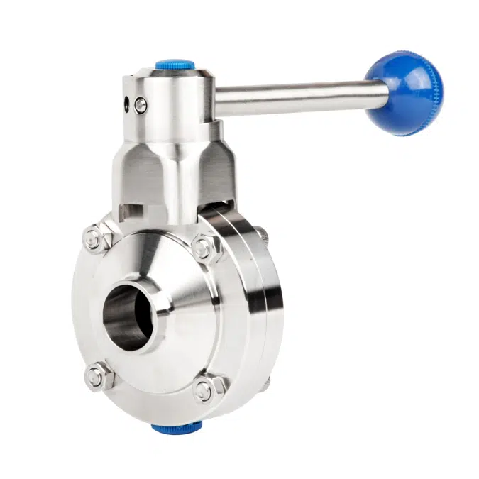 2-Piece Sanitary Butterfly Valve with Tri Clamp or Tube Weld Connections - Series W7000