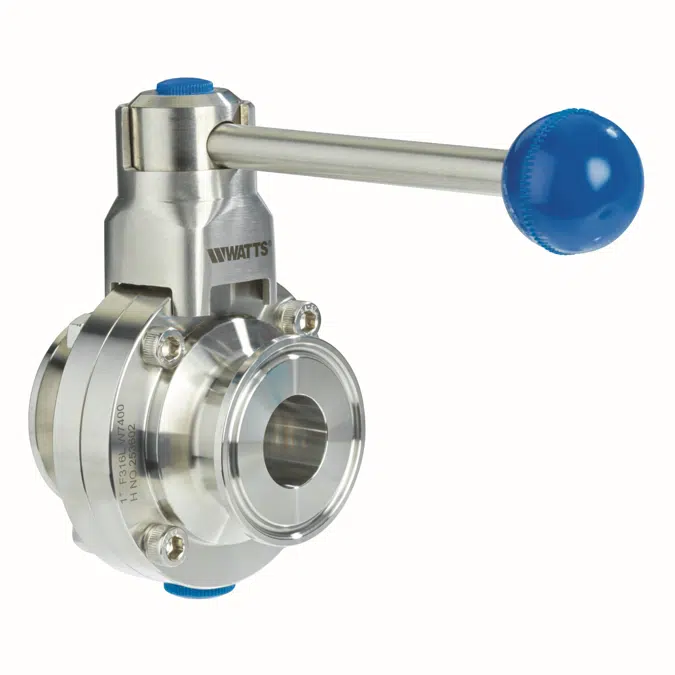 2-Piece Sanitary Butterfly Valve with Tri Clamp or Tube Weld Connections - Series W7000