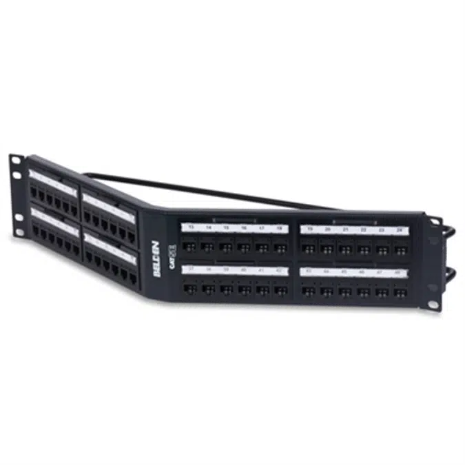 CAT 5E REVConnect Angled Patch Panel (Preloaded), 48-port, 2U, Black