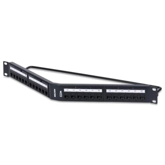 10GX REVConnect Angled Patch Panel (Preloaded), 24-port, 1U, Black