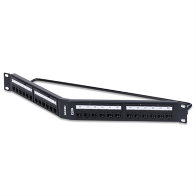 Image for 10GX REVConnect Angled Patch Panel (Preloaded), 24-port, 1U, Black