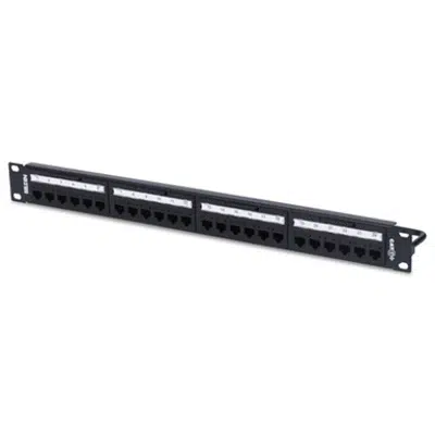 CAT6+ REVConnect Patch Panel (Preloaded), 24-port, 1U, Black图像