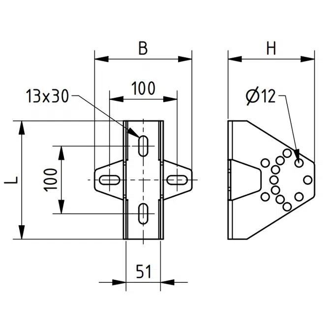 2-Loch-Kopfplatte winkelverstellbar A4, 1.4571