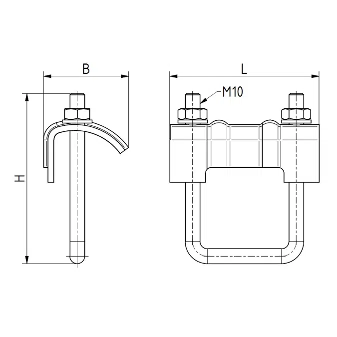 Stahl-Bügelklemme M10 x 95 A4, 1.4404